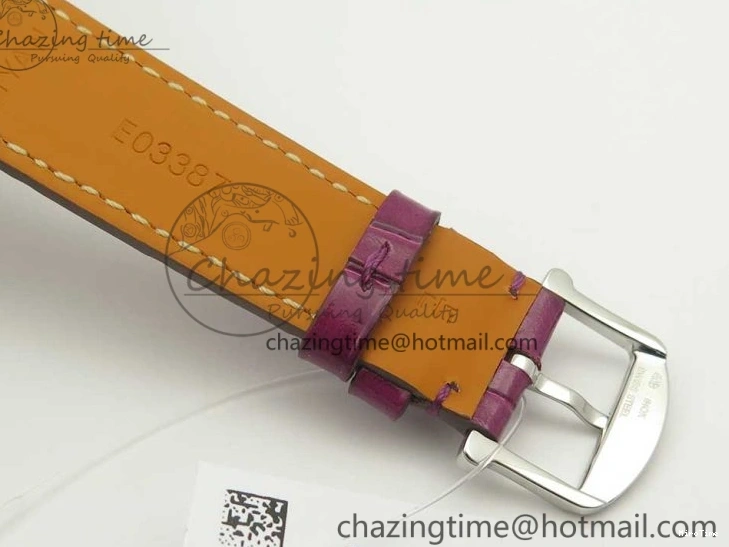 MIROTIME 0113 Portofino IW458101 Diamond Bezel SS MK 1:1 Best Edition Silver Dial On Purple Leather Strap MIYOTA Tailored 7166